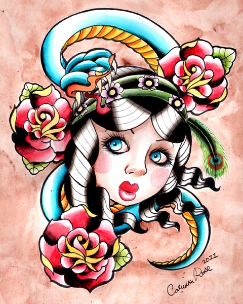 Gypsy Snake Tattoo Flash 