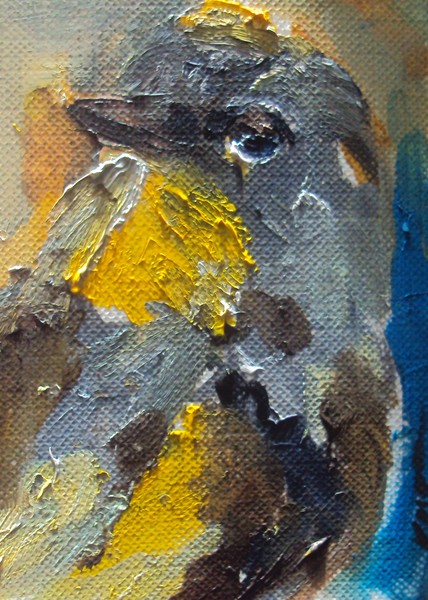 aceo painting miniature bird signed small canvas
