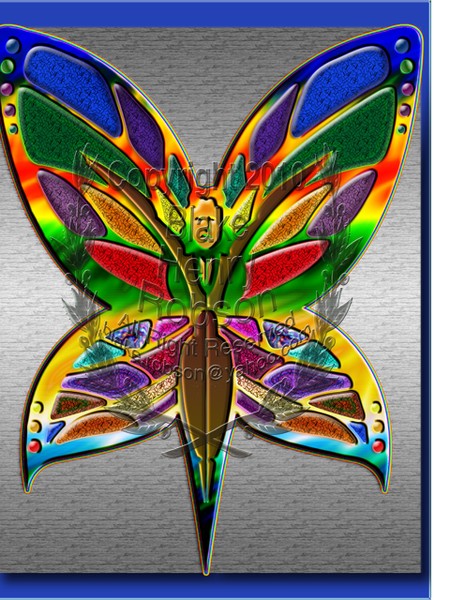 Woman Butterfly Rainbow Fire