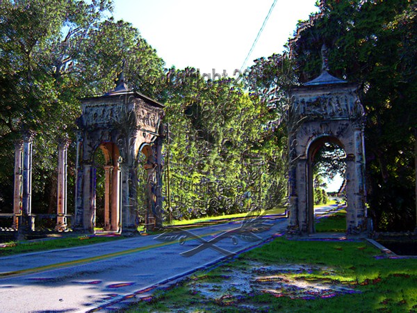 Tropical Gateway Corinthian Columns Holly Hill, Fl