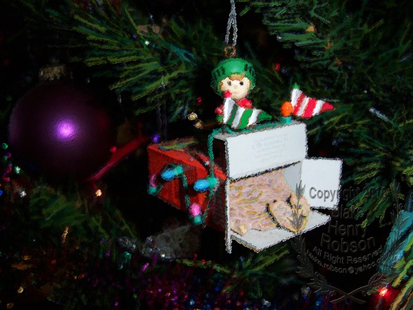 Christmas tree, ornaments, tinsel & colorful light