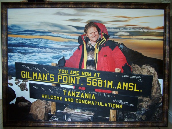 Gary Climbs Killi, oil on pannel 180cmx120cm
