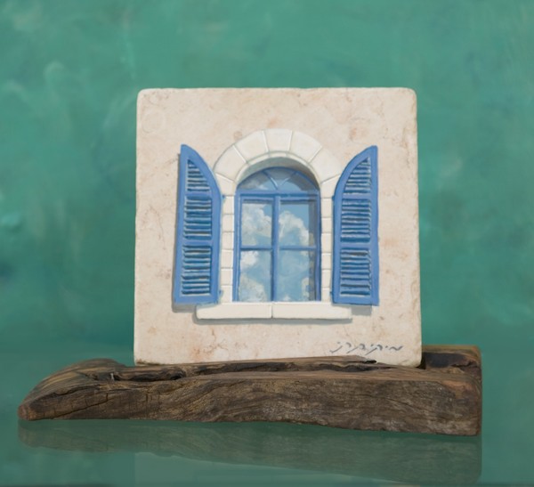 Oil painting on Jerusalem stone Window to Israel