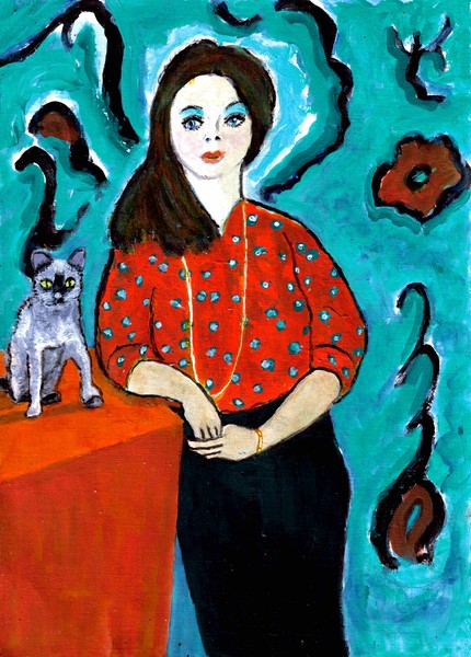 GIRL WITH A KITTEN by FRED SEGAL