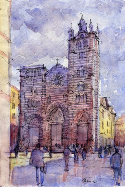 Cattedrale di Genova schizzo di studio
