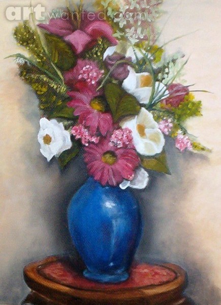Flowers in Blue Vase