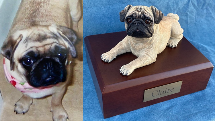 Pug memorial urn sculpture