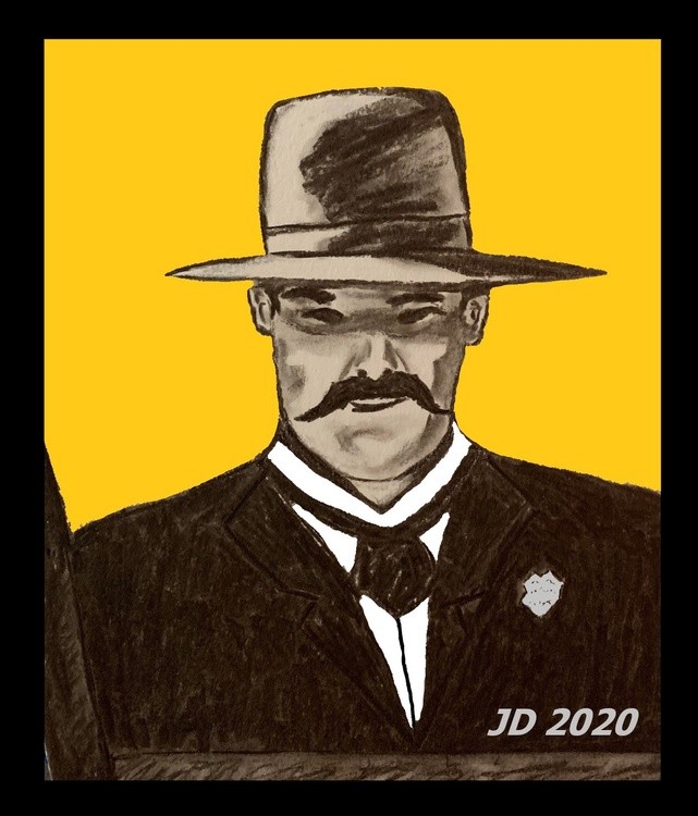 Wyatt Earp 2 BW gold bg framed