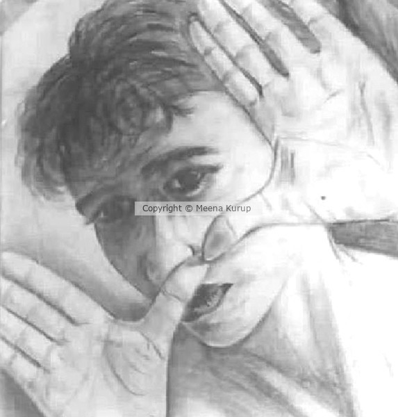 Taking a shot. A charcoal sketch. 