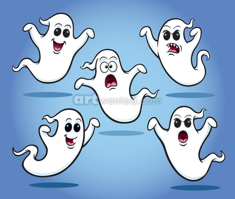 Five Flying Spooky Ghosts