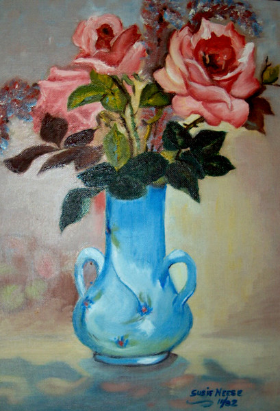 Roses and Blue Vase