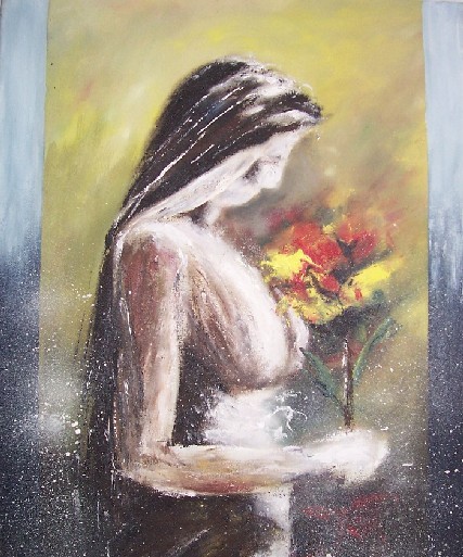 a lady with flower