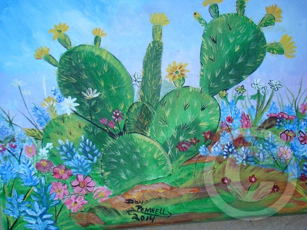 bluebonnets and cactus