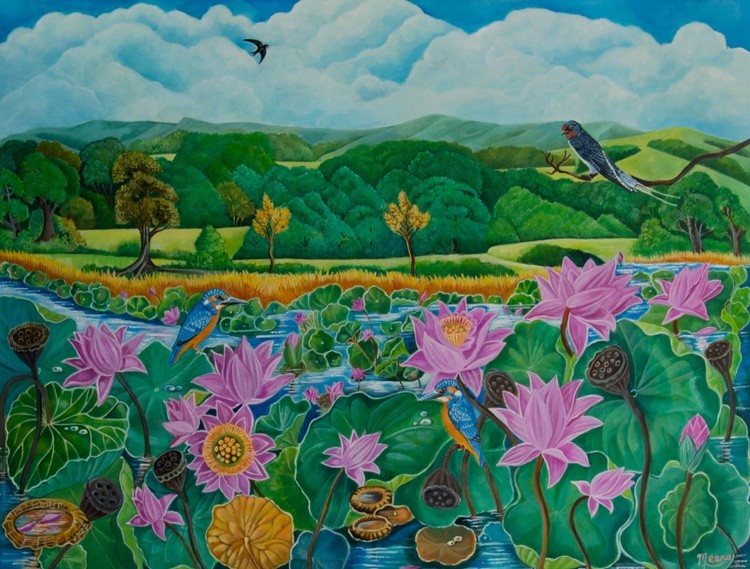 Lotus pond, Cumbria