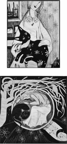 Goddess Bast, vertical diptych