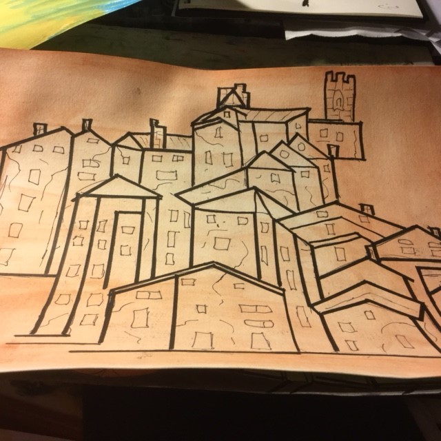 Buildings with dark edges