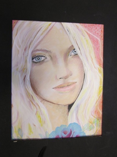 Girl with blue flower