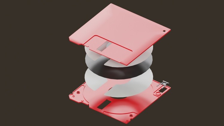 Exploded floppy disk