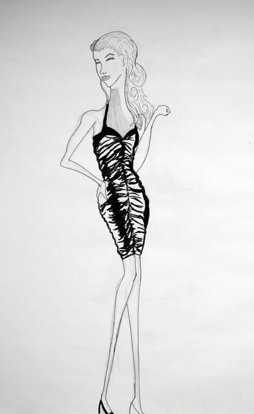 Sharon: Velvet Dress (Sketch)