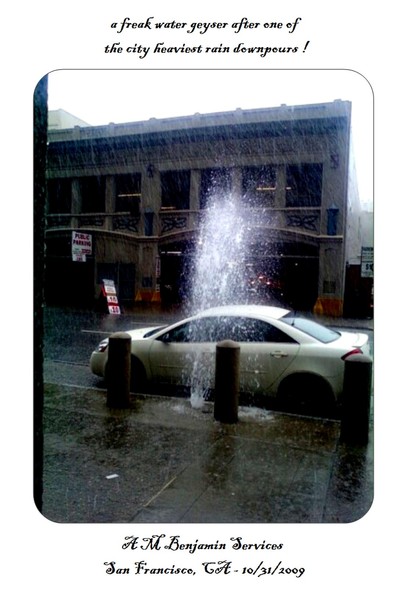a freak water geyser in the city