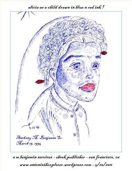 Alicia drawn in blue n red ink !