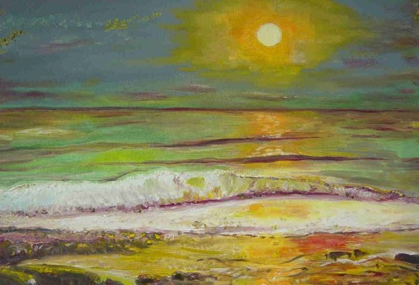 Ocean tide at sunset