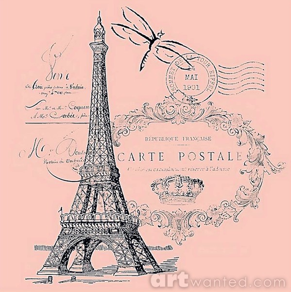 eiffel tower collage pink
