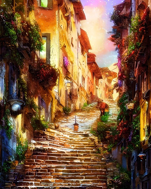 Colorful floral Italian steps