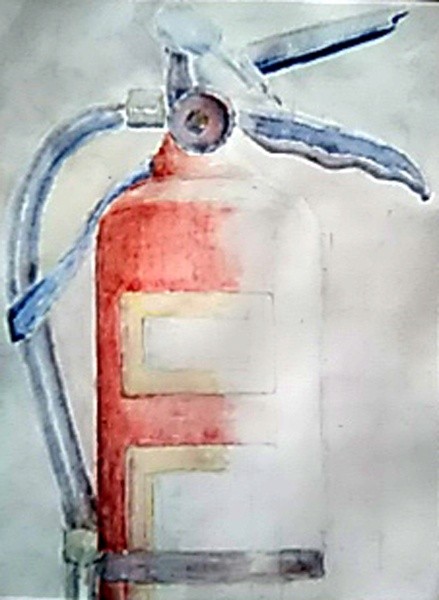 Fire Extinguisher Watercolor