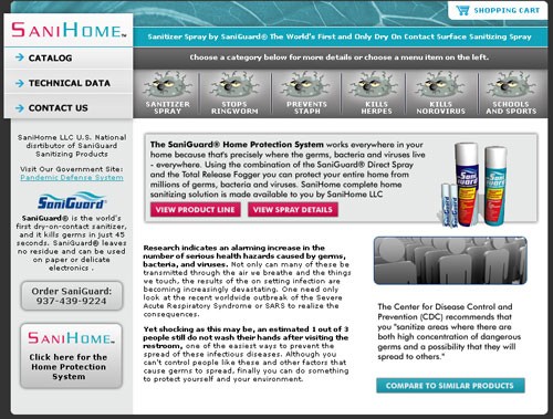 SaniHome website