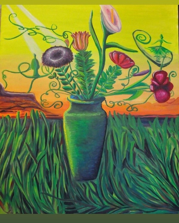 nftart nft  art arte oilpainting sold withlove originalart flowers nature intheair  green supergreen