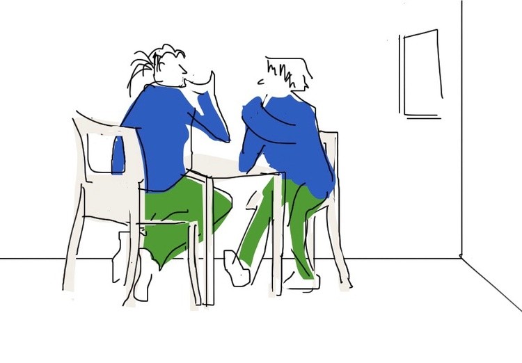 Collegues chatting