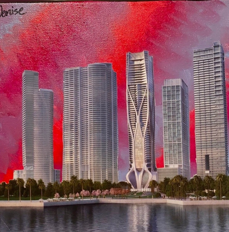 “Miami” 10x10 Mixed Media on canvas