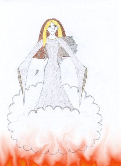 Fallen-ish Angel with Flames