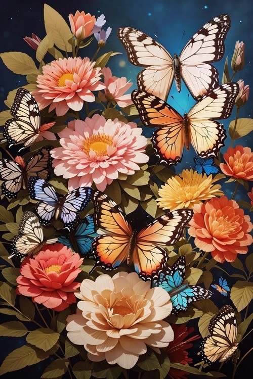 DreamShaper v7 Butterflies and flowers 1