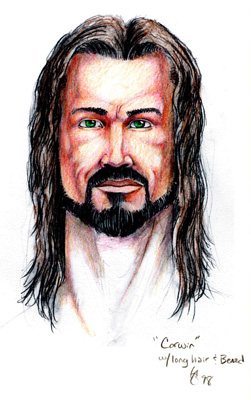 Corwin with long hair and beard 