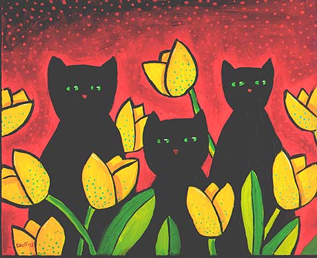 Black Cats and Tulips