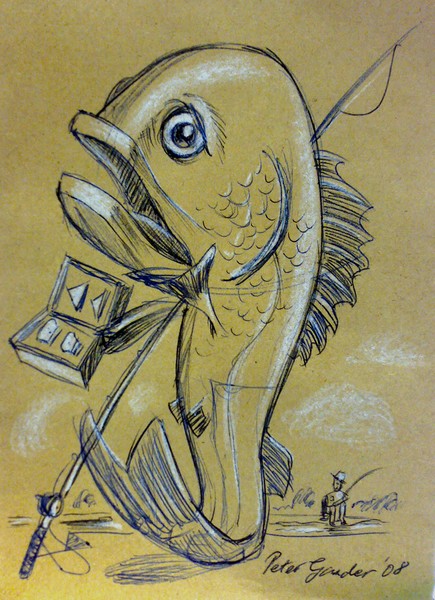 Fish contemplates the right sandwich fly