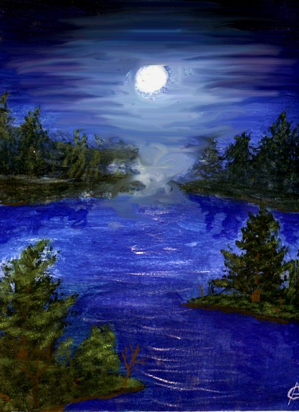 Moon-lit lake