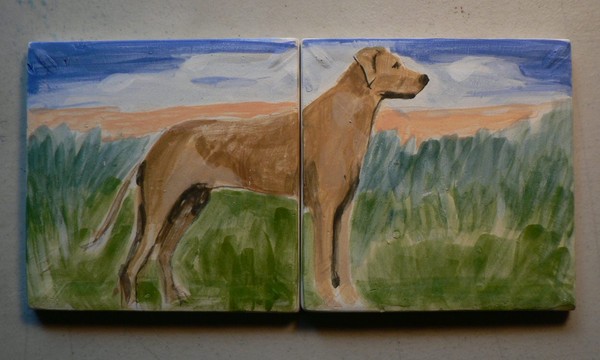 Rhodesian Ridgeback portrait 2 piece tile