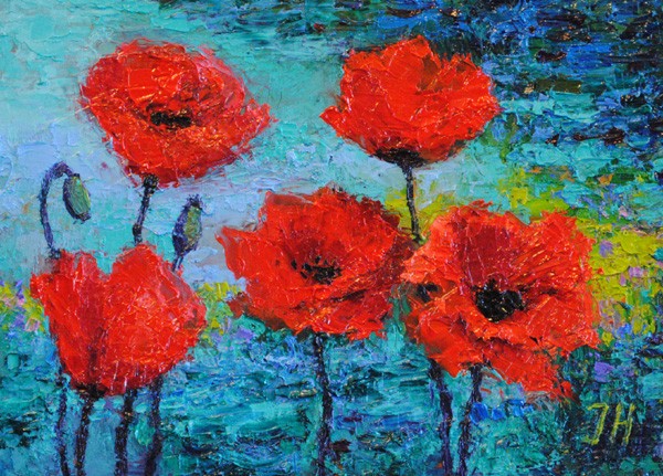 Poppies over the water.