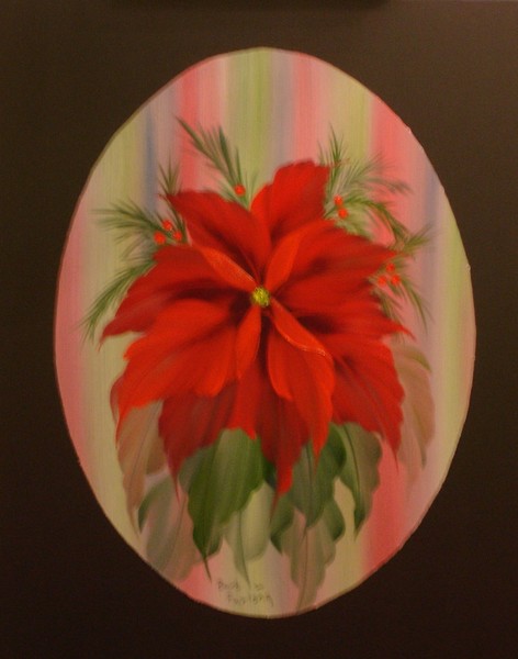 Black background Poinesttia oil painting