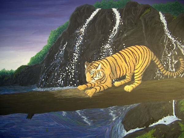 Original Acrylic Art, Morning Stretch, Cedric Colo