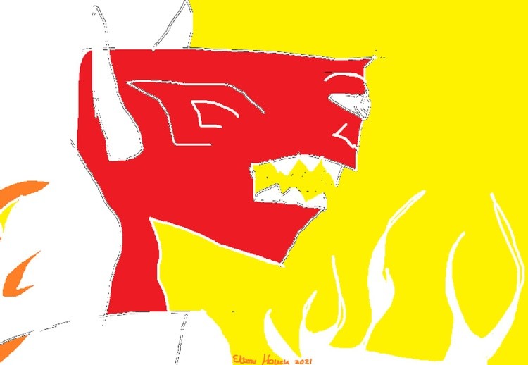 GATE KEEPER AT THE DOOR TO HELL.....(C)...ELTON HOUCK.... JESUS SAVES--.RUN TO JESUS ART...........