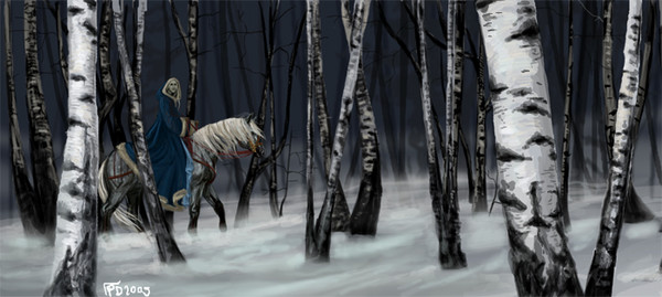 snow and birches