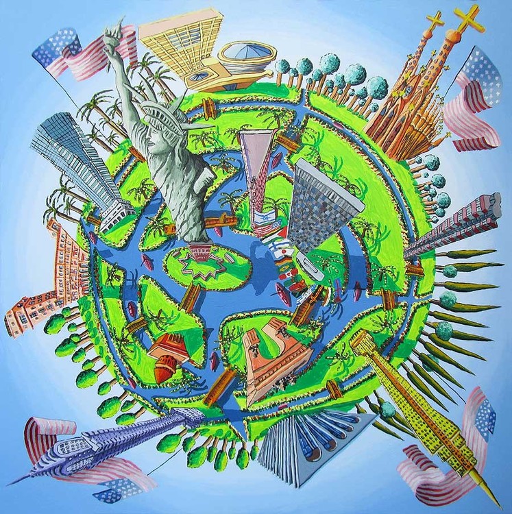 New York city naive painting naife art paintings by israeli painter raphael perez 