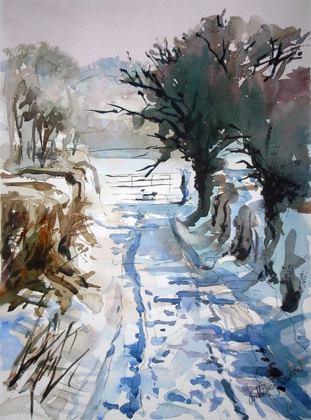 Snowy Country Lane