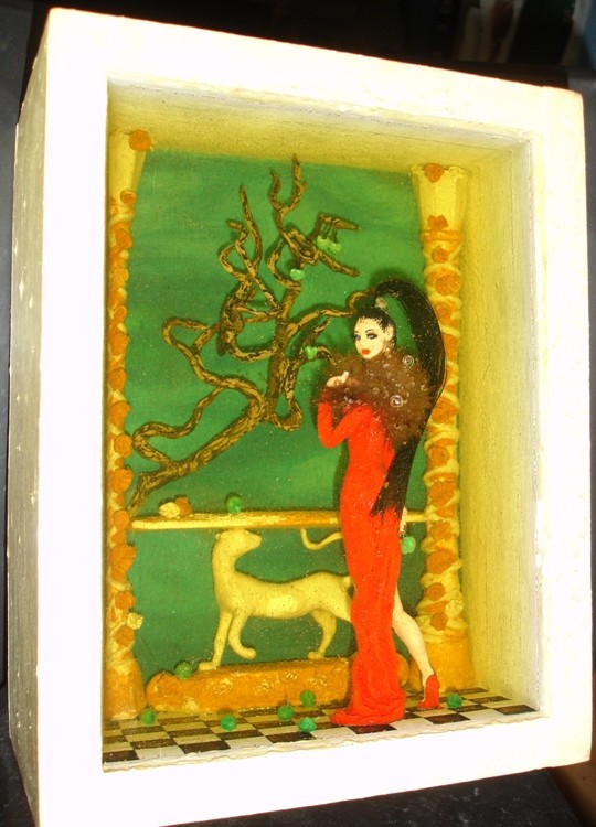 Green apples, red dress