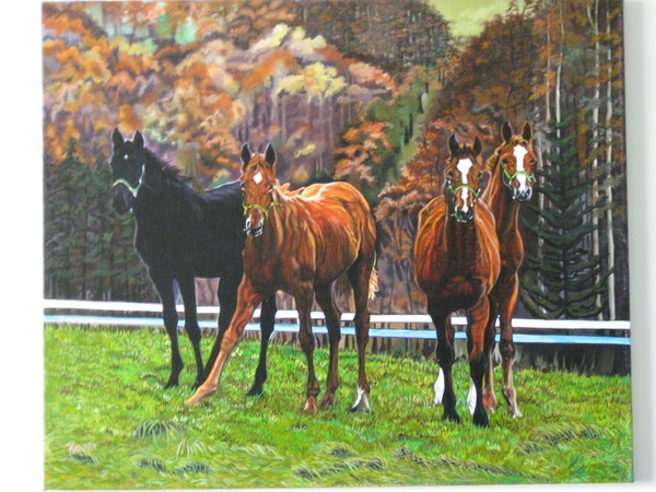 caballos en otoño