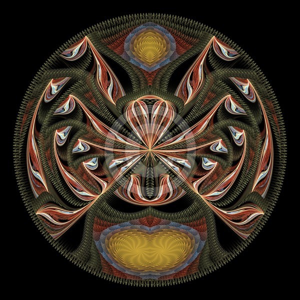 Blue and Red Plaque Abstract Fractal Design